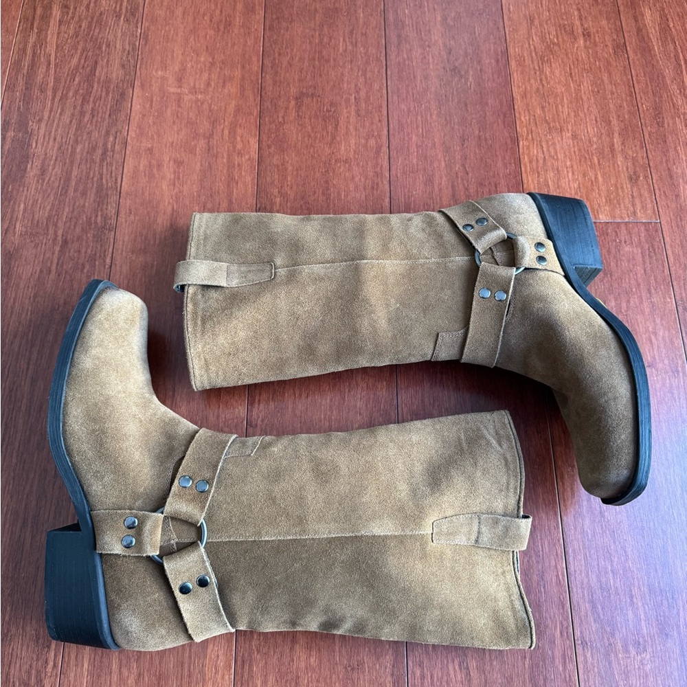 Steve Madden Ruskin Suede Squire Toe Western Style Boots Chestnut Size 10 - Picture 8 of 15